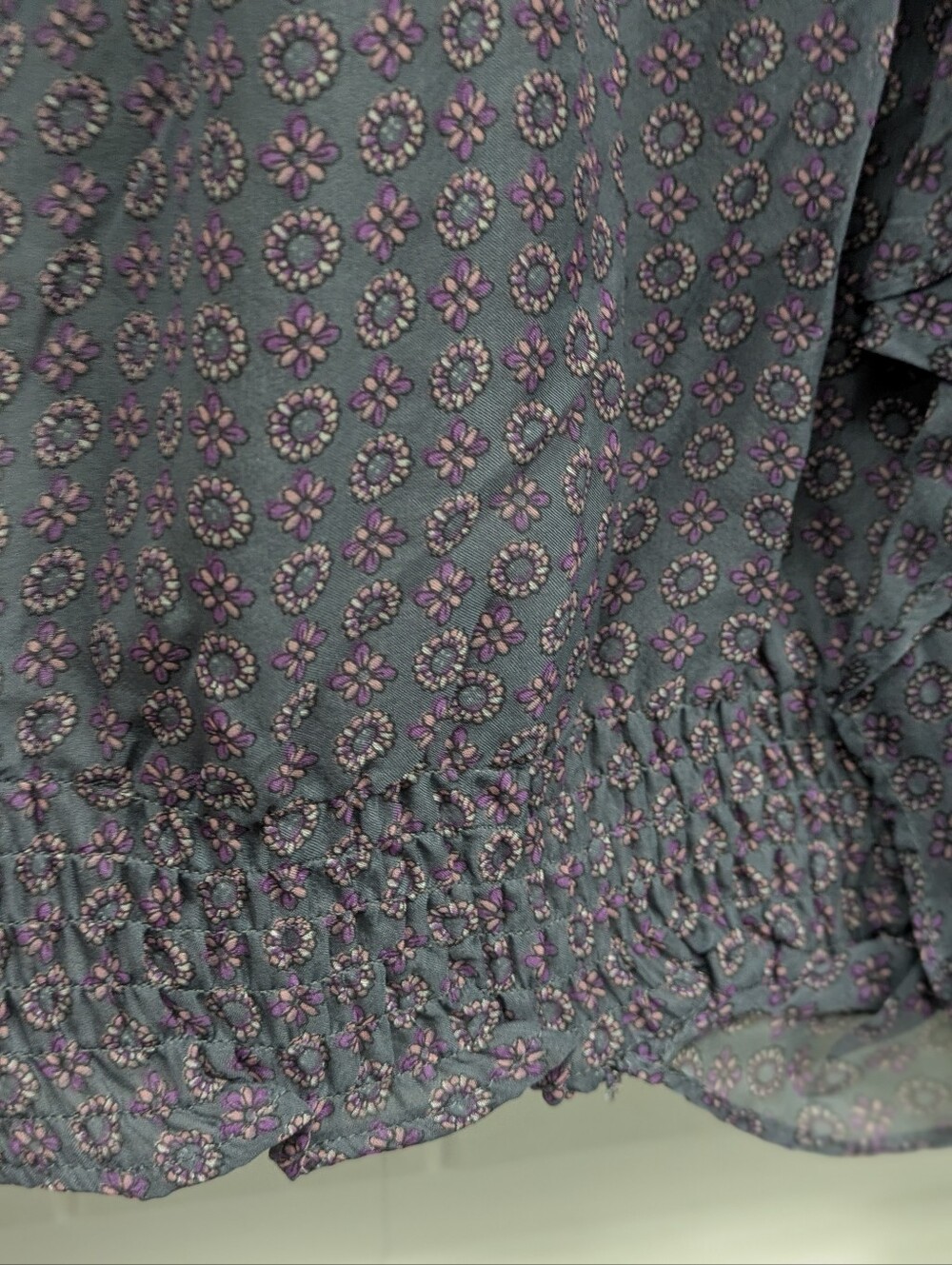 Blue Tassel Silk Chiffon Ruffle Front Peasant Blouse -Anthropologie Brand - Picture 9 of 11